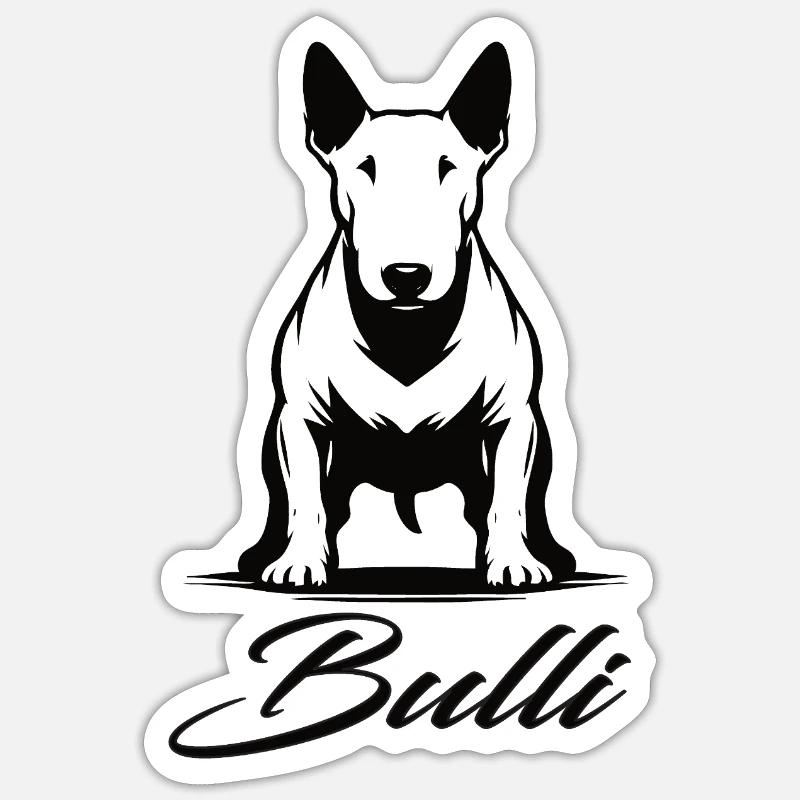 Conception du Bull Terrier – Caractère et force - Sticker taille S (10 x 10 cm) - blanc mat
