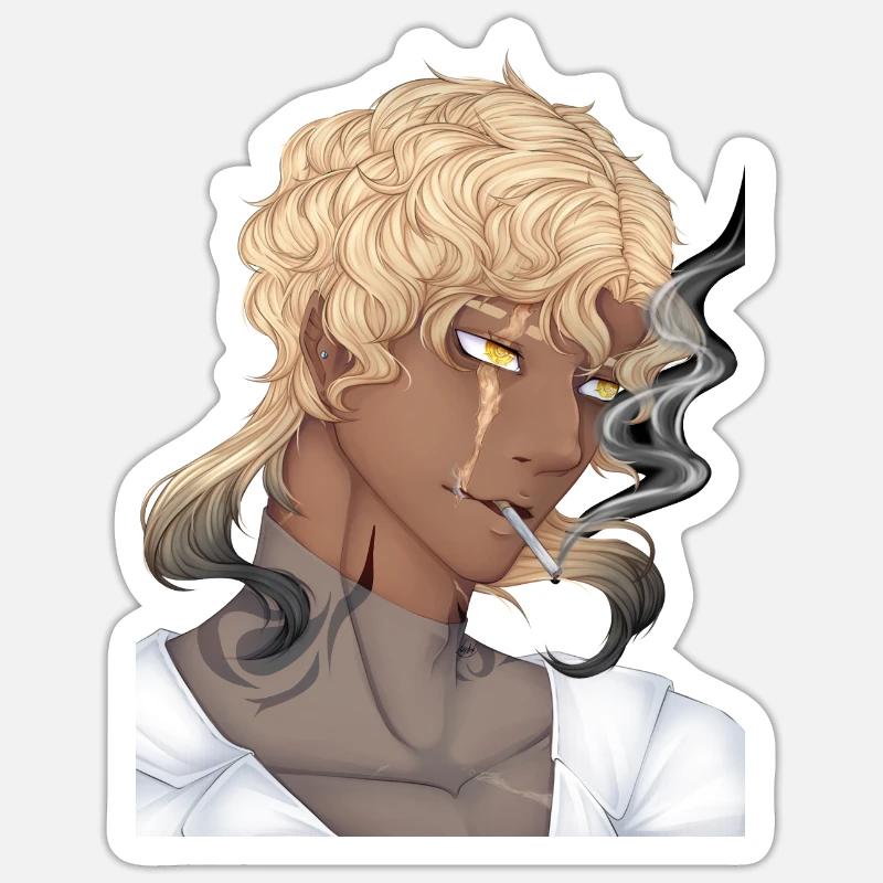 Smoking Guy - Sticker Größe S (10 x 10 cm) - Mattweiß