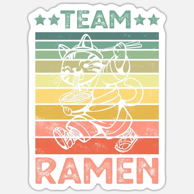 Cat Eats Ramen Noodles - Sticker size S (10 x 10 cm) - white matte