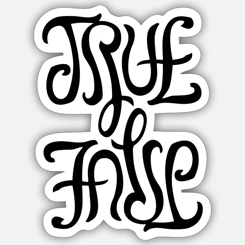 Ambigram for True/False - Sticker size S (10 x 10 cm) - white matte