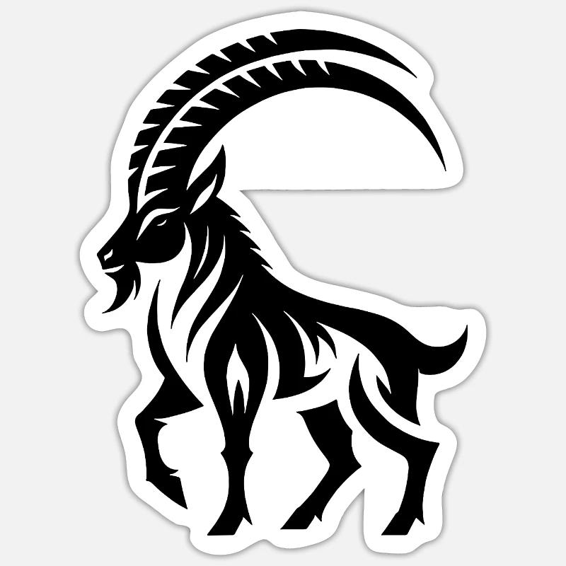 Sternzeichen Tattoo Stolzer Steinbock - Sticker Größe S (10 x 10 cm) - Mattweiß