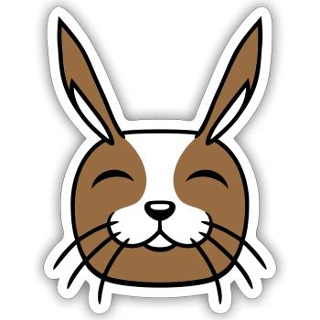 Hase Lustig Gesicht Lächeln glücklich freundlich - Sticker Größe S (10 x 10 cm) - Mattweiß - Vorne