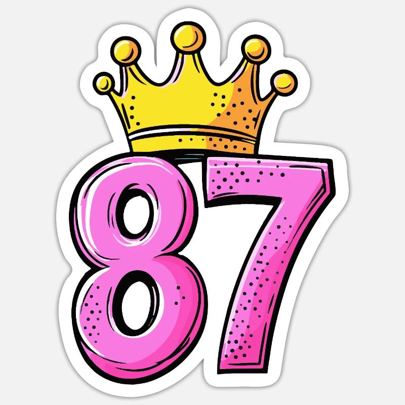 87 Numéro Jersey Couronne - Sticker taille S (10 x 10 cm) - blanc mat