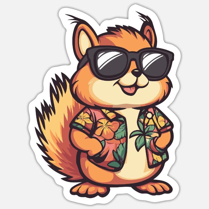Eichhörnchen Comic Lustig Sommer - Sticker Größe S (10 x 10 cm) - Mattweiß