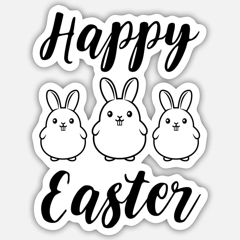Happy Easter Bunnies - Sticker size S (10 x 10 cm) - white matte