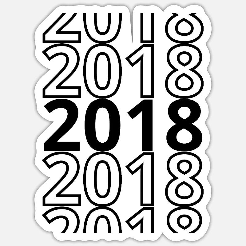 2018 2018 2018 - Sticker Größe S (10 x 10 cm) - Mattweiß