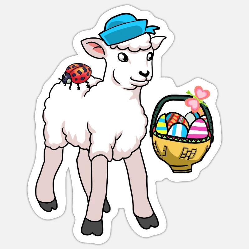 80s 90s Lamb Lambs Sheep Sheep Easter Sticker size S (10 x 10 cm)