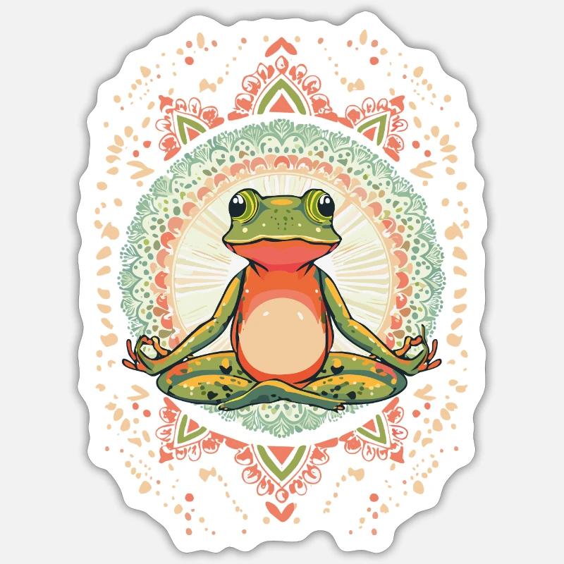 FroschLotusgruss - Sticker Größe S (10 x 10 cm) - Mattweiß