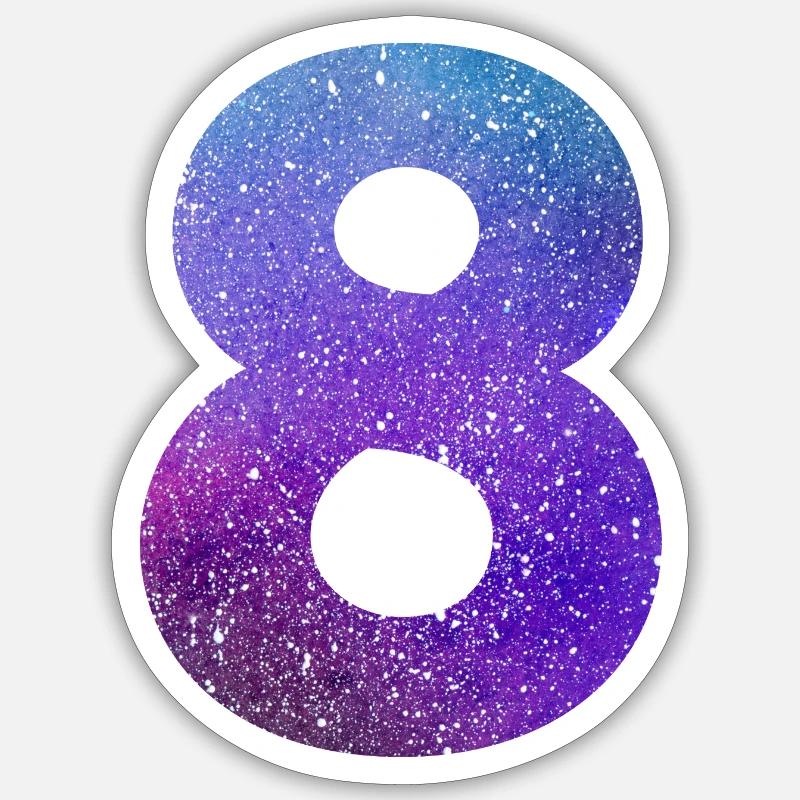 Number 8 galaxy - Sticker size S (10 x 10 cm) - white matte