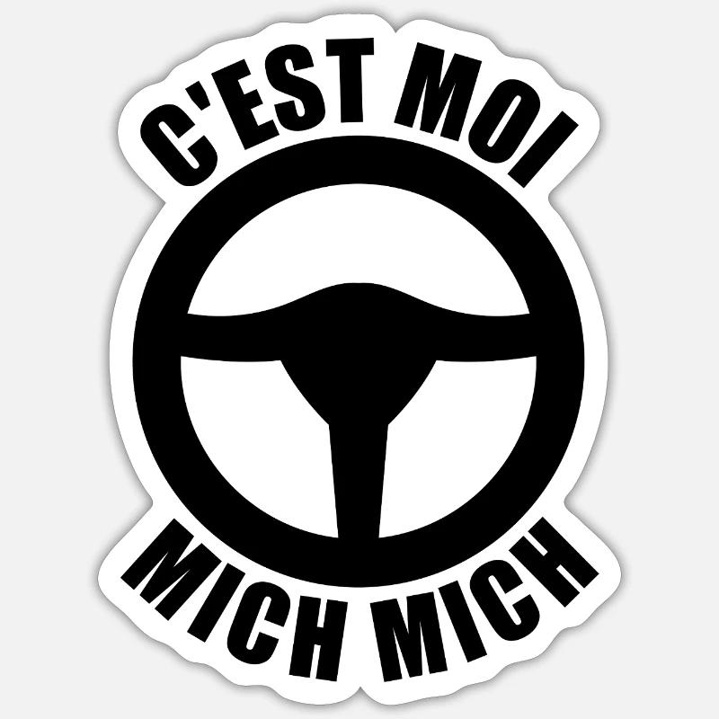 c'est moi mich mich, auto école - Sticker taille S (10 x 10 cm) - blanc mat