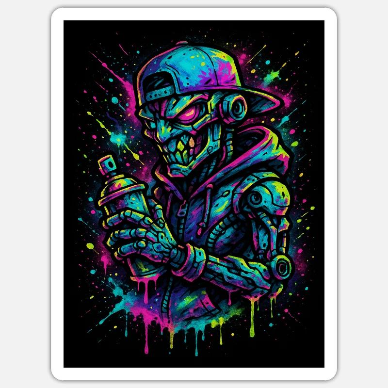 graffiti robot - Sticker Größe S (10 x 10 cm) - Mattweiß