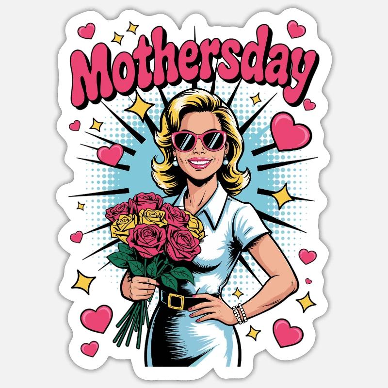 Supermom – Popart Muttertagsmotiv - Sticker Größe S (10 x 10 cm) - Mattweiß