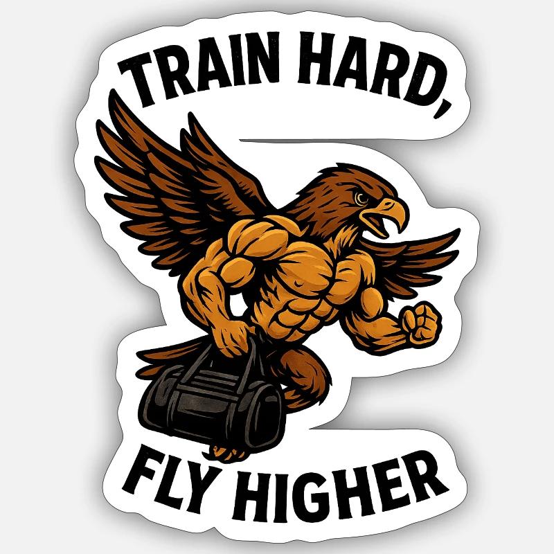 TRAIN HARD, FLY HIGHER - Sticker size S (10 x 10 cm) - white matte