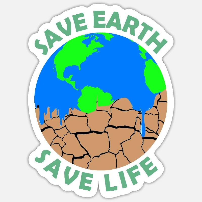 Save earth save life - Sticker taille S (10 x 10 cm) - blanc mat