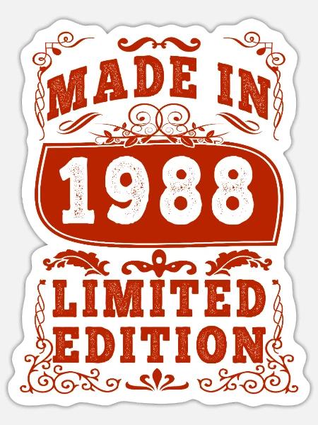 1988 anniversaire 1988 né en 1988 anniversaire - Sticker taille S (10 x 10 cm) - blanc mat