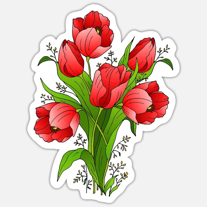 Blumen - Sticker Größe S (10 x 10 cm) - Mattweiß