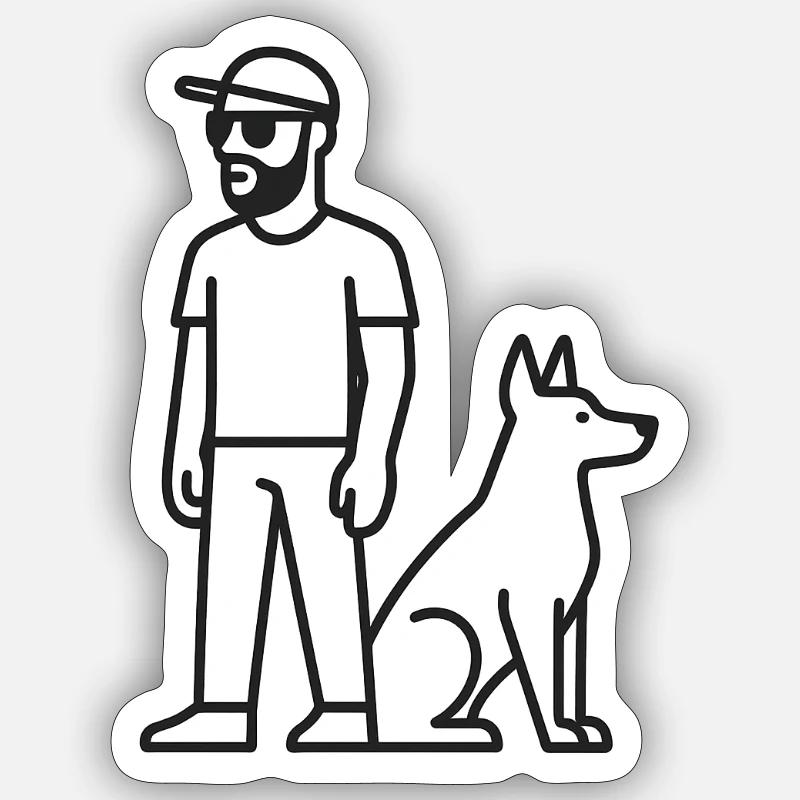 Chien papa avec style - Sticker taille S (10 x 10 cm) - blanc mat