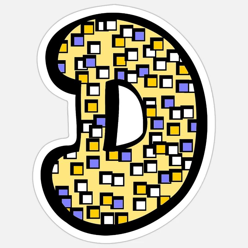 Buchstabe D mit Charakter - Sticker Größe S (10 x 10 cm) - Mattweiß