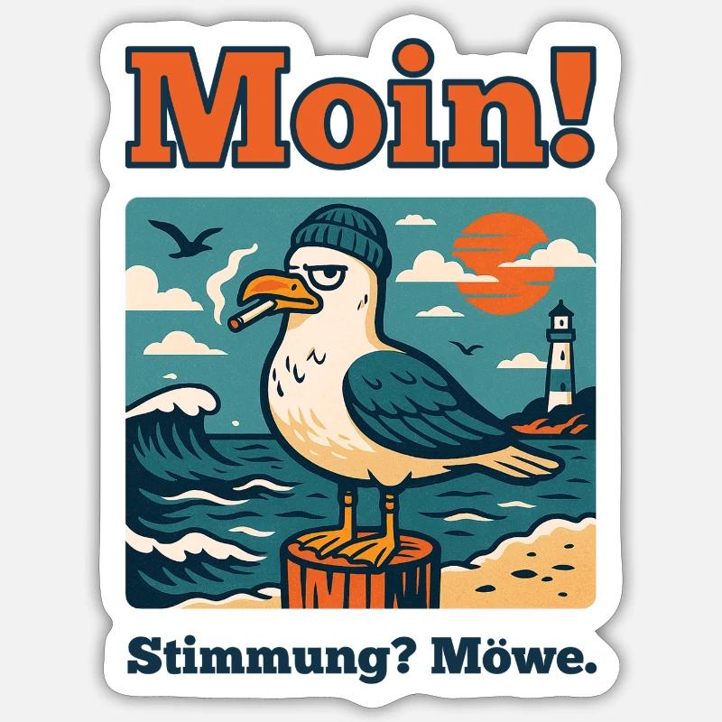 Stimmung? Möwe. Sticker Größe S (10 x 10 cm)