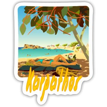 Karpathos - Sticker Größe S (10 x 10 cm) - Mattweiß - Vorne