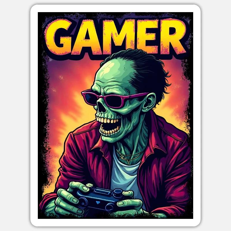 Zombie Gamer mit Controller Sticker Größe S (10 x 10 cm)