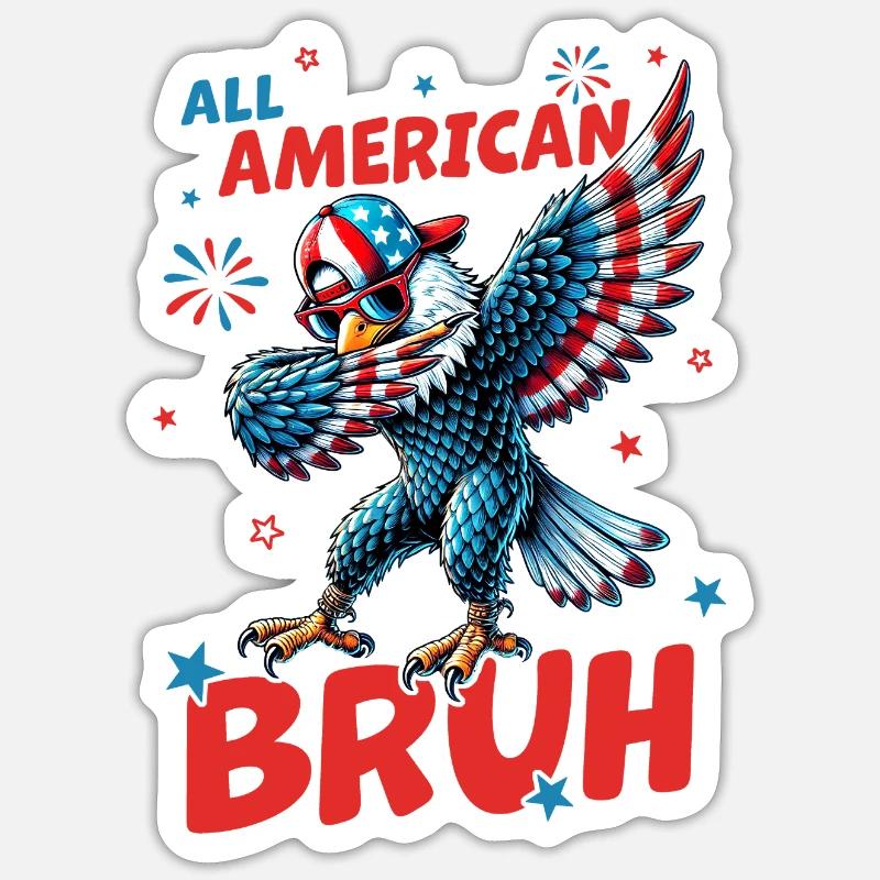 All American Bruh - Sticker Größe S (10 x 10 cm) - Mattweiß