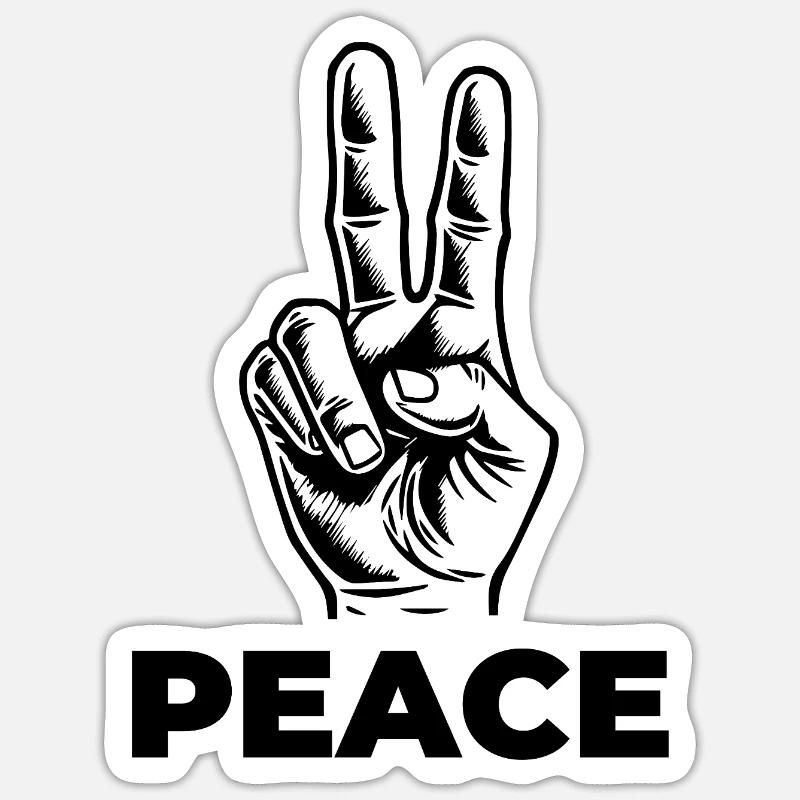 Peace – Statement mit Handzeichen Sticker Größe S (10 x 10 cm)
