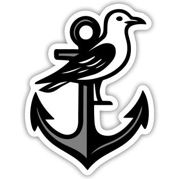 Anchor Seagull - Sticker size S (10 x 10 cm) - white matte - Front