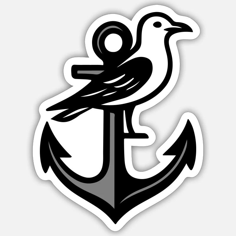 Anker Möwe Sticker Größe S (10 x 10 cm)