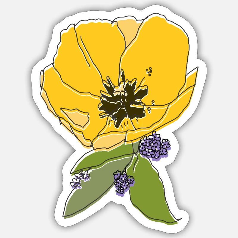 Tulipe à la violette - Sticker taille S (10 x 10 cm) - blanc mat