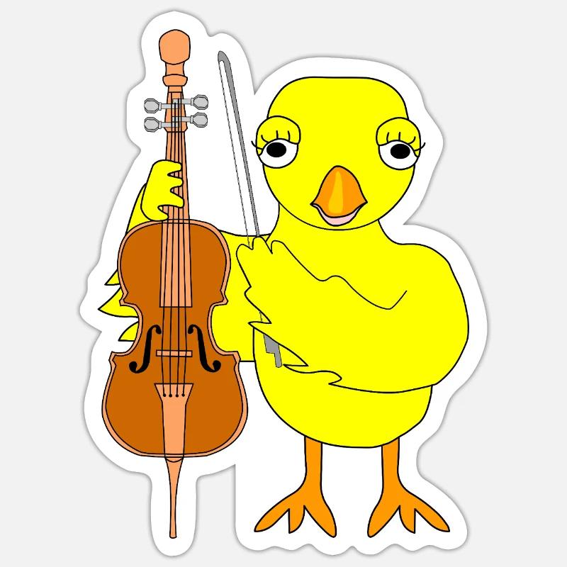 Violoncelle Poussin Sticker taille S (10 x 10 cm)