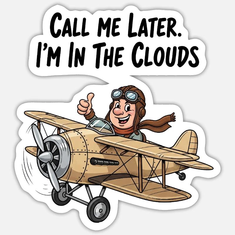 Pilot im Höhenflug: Ruf mich später an! - Sticker Größe S (10 x 10 cm) - Mattweiß