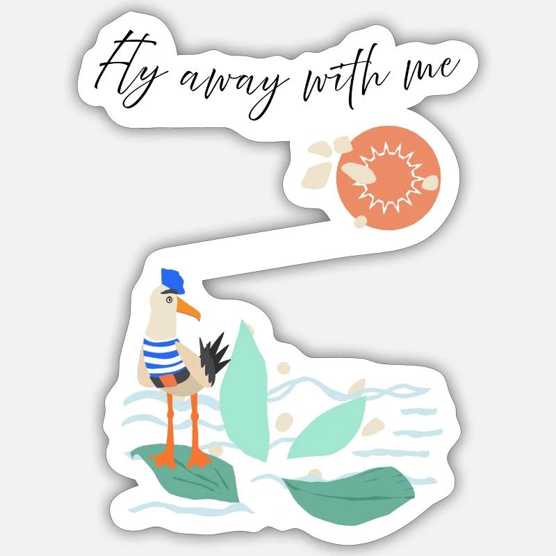 Oiseau côtier en vacances Sticker taille S (10 x 10 cm)
