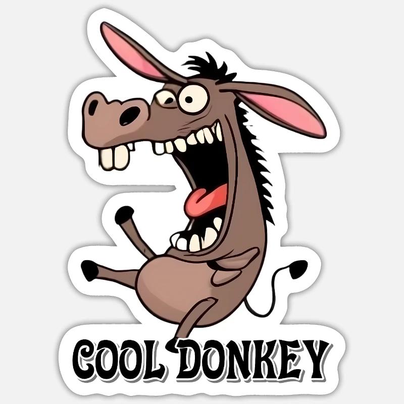 Impression de dessin animé drôle d’âne - Sticker taille S (10 x 10 cm) - blanc mat