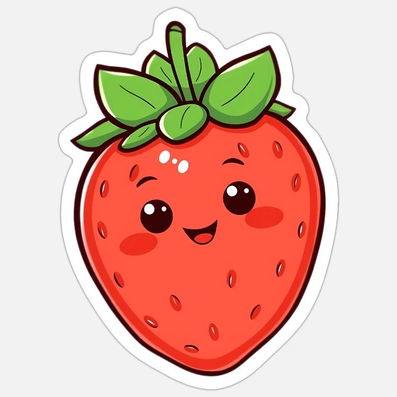 Erdbeere - Sticker Größe S (10 x 10 cm) - Mattweiß
