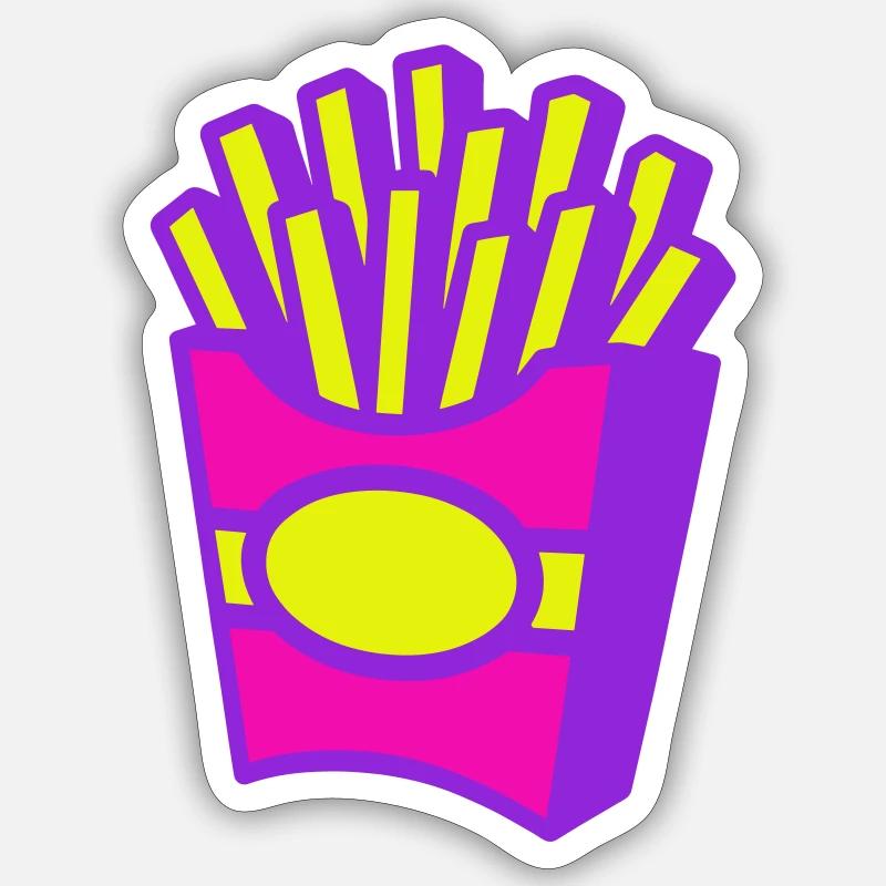Pommes Pop-Art - Sticker Größe S (10 x 10 cm) - Mattweiß