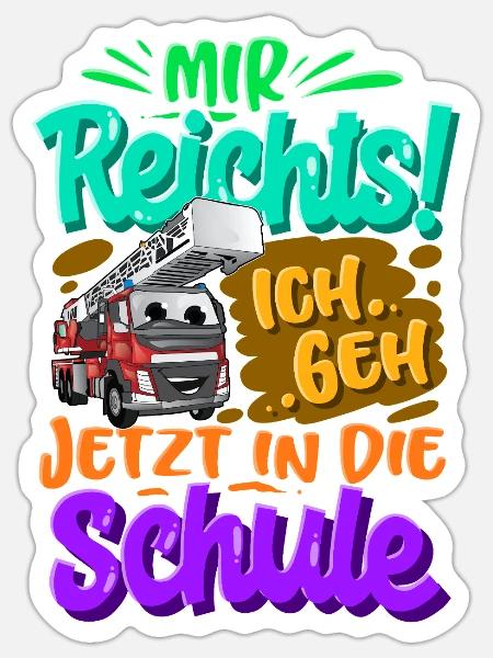 Einschulung Feuerwehr - Sticker Größe S (10 x 10 cm) - Mattweiß