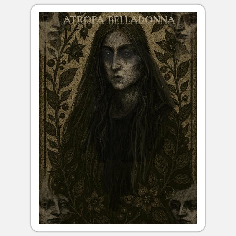 Atropa belladonna - Sticker Größe S (10 x 10 cm) - Mattweiß