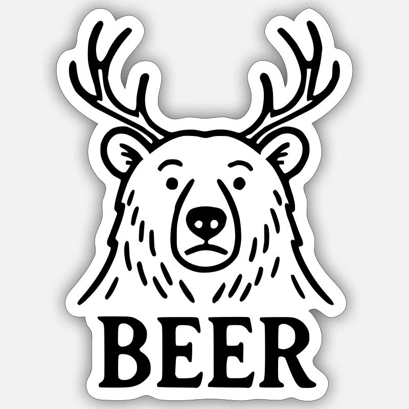 Le Beer Deer Bear - Sticker taille S (10 x 10 cm) - blanc mat