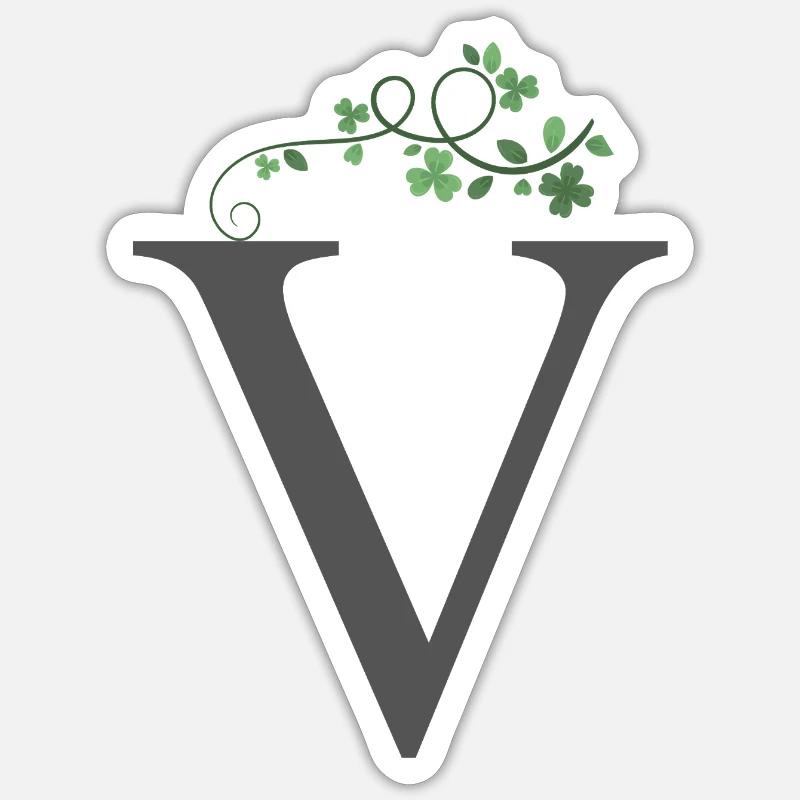 V with Shamrocks - Sticker size S (10 x 10 cm) - white matte