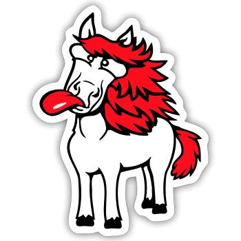 Horse Crazy Tongue Sticking Out Funny Silly - Sticker size S (10 x 10 cm) - white matte - Front