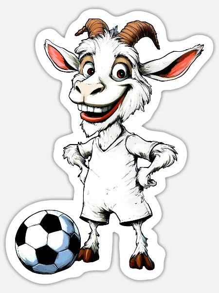 Ziegen Fussball / Fussballer Ziege - Sticker Größe S (10 x 10 cm) - Mattweiß