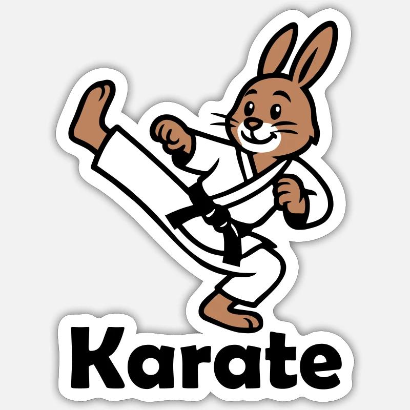 Karate Rabbit - Sticker size S (10 x 10 cm) - white matte