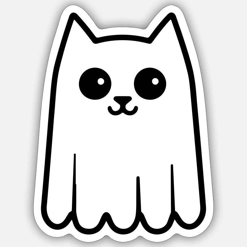 Katze Geist - Sticker Größe S (10 x 10 cm) - Mattweiß