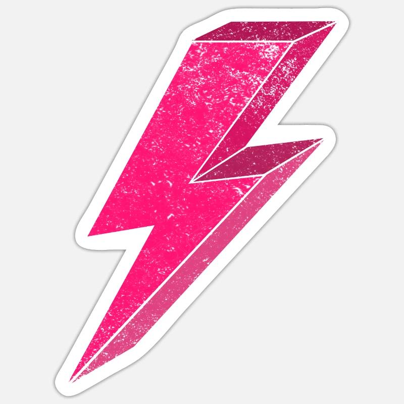 Leuchtender Pink-Blitz-Design 3D - Sticker Größe S (10 x 10 cm) - Mattweiß