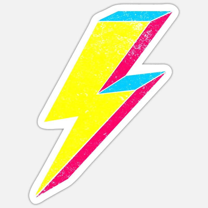 Neon Flash Lightning Design 70s 80s - Sticker size S (10 x 10 cm) - white matte