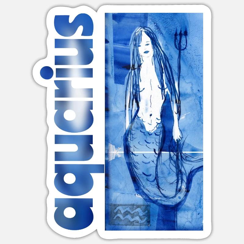 Sternzeichen Wassermann - Sticker Größe S (10 x 10 cm) - Mattweiß