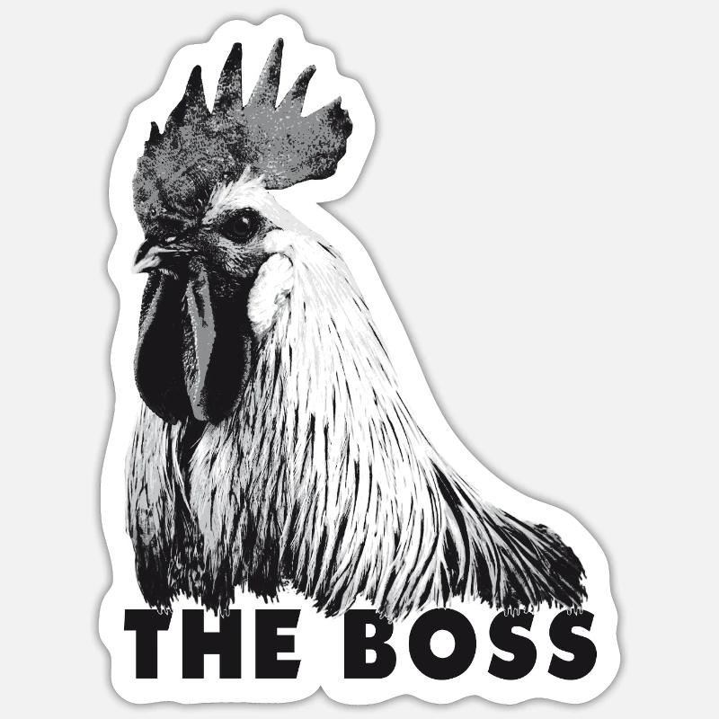 Hahn der Chef - Sticker Größe S (10 x 10 cm) - Mattweiß