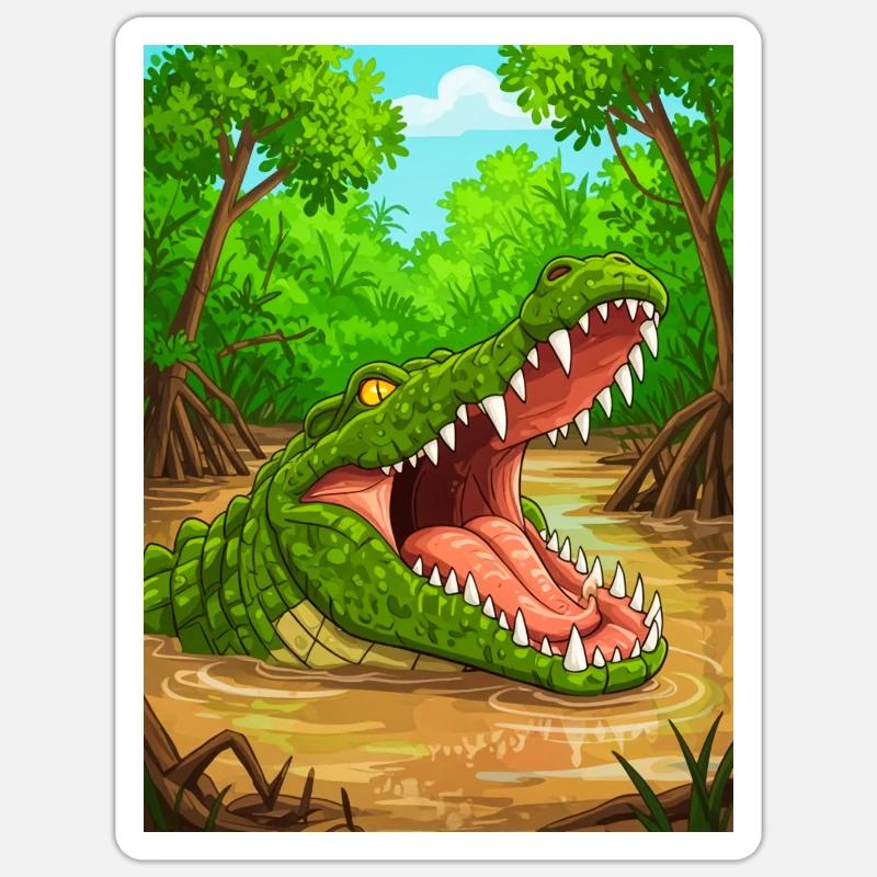 Crocodile – Africa’s rivers, strongest bite - Sticker size S (10 x 10 cm) - white matte