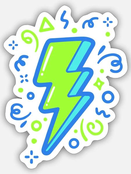 Energiestrahl mit Neonfarben - Sticker Größe S (10 x 10 cm) - Mattweiß